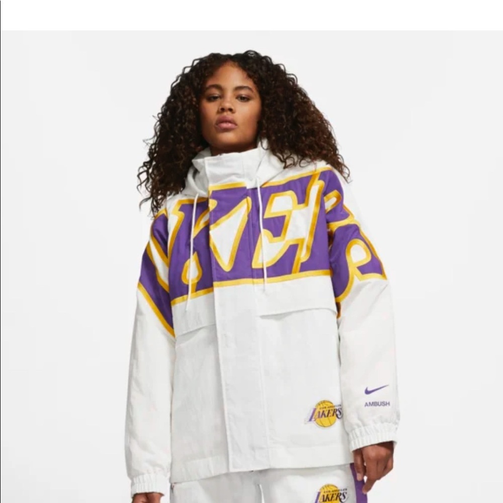 NIKE X AMBUSH NBA COLLECTION LA LAKERS JACKET 
WHITE/PURPLE/GOLD
Retail
$350